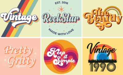 I will design 3d 70s 90s retro vintage typography for t shirt and logo