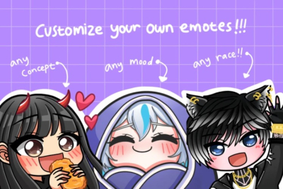 I will draw cute custom emotes and badges in anime style