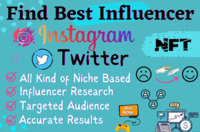 I will find best instagram, twitter influencer list for influencer marketing